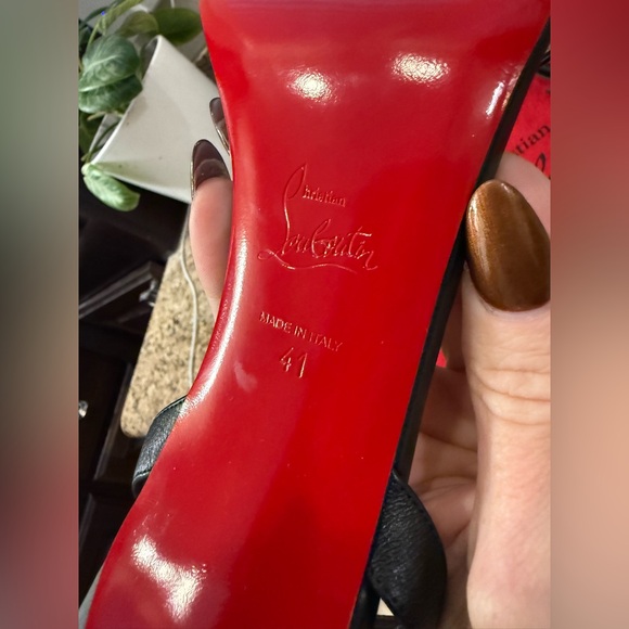 Christian Louboutin LoubiGirl 100 Black Leather Heels Size 41 - Picture 11 of 13